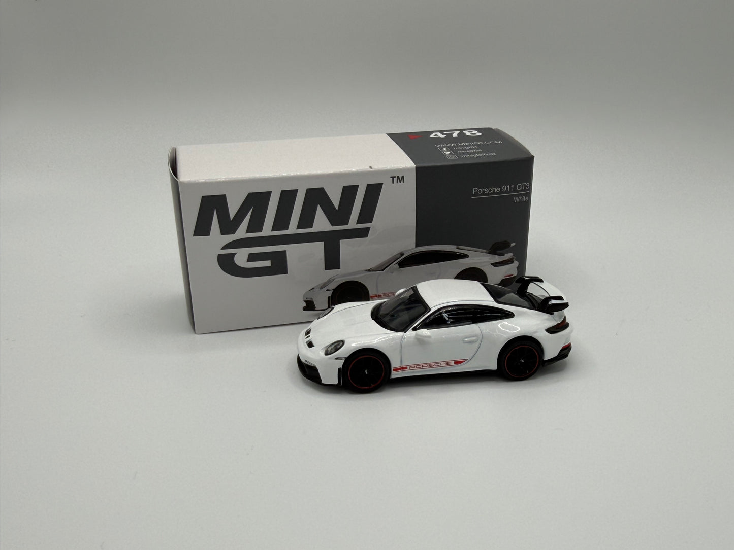 Mini GT #478 Porsche 911 GT3 White