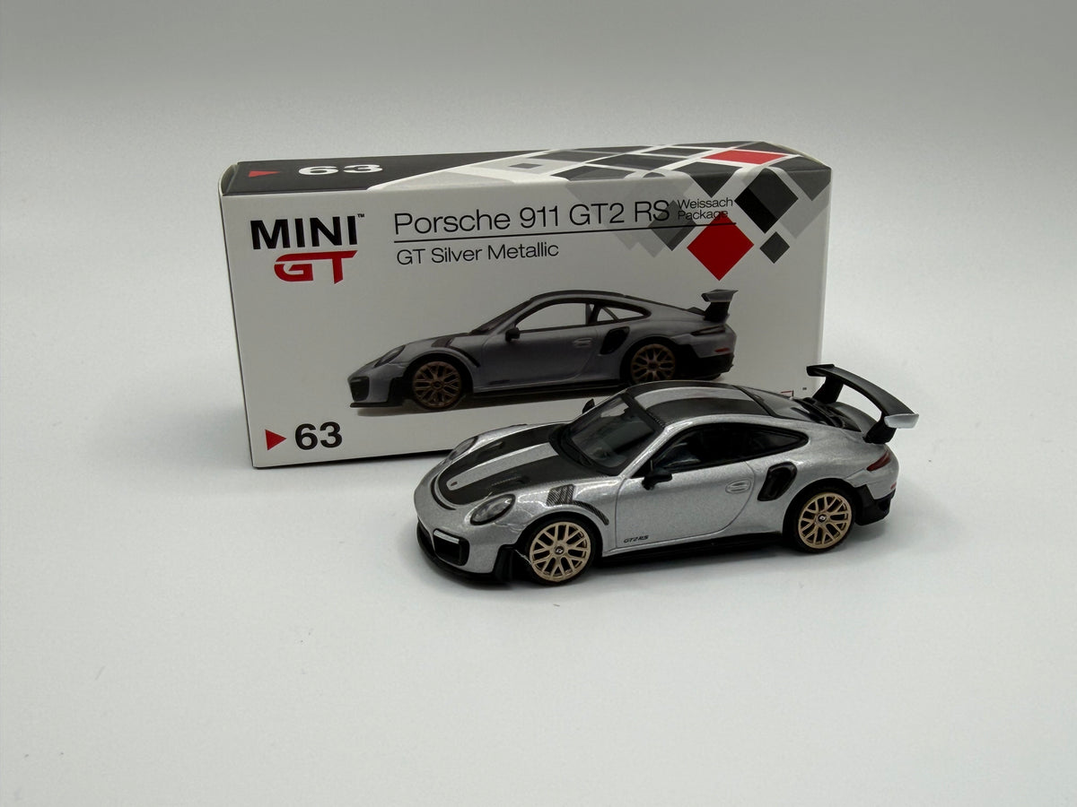 Mini GT #63 Porsche 911 GT2 RS Weissach Package GT Silver Metallic