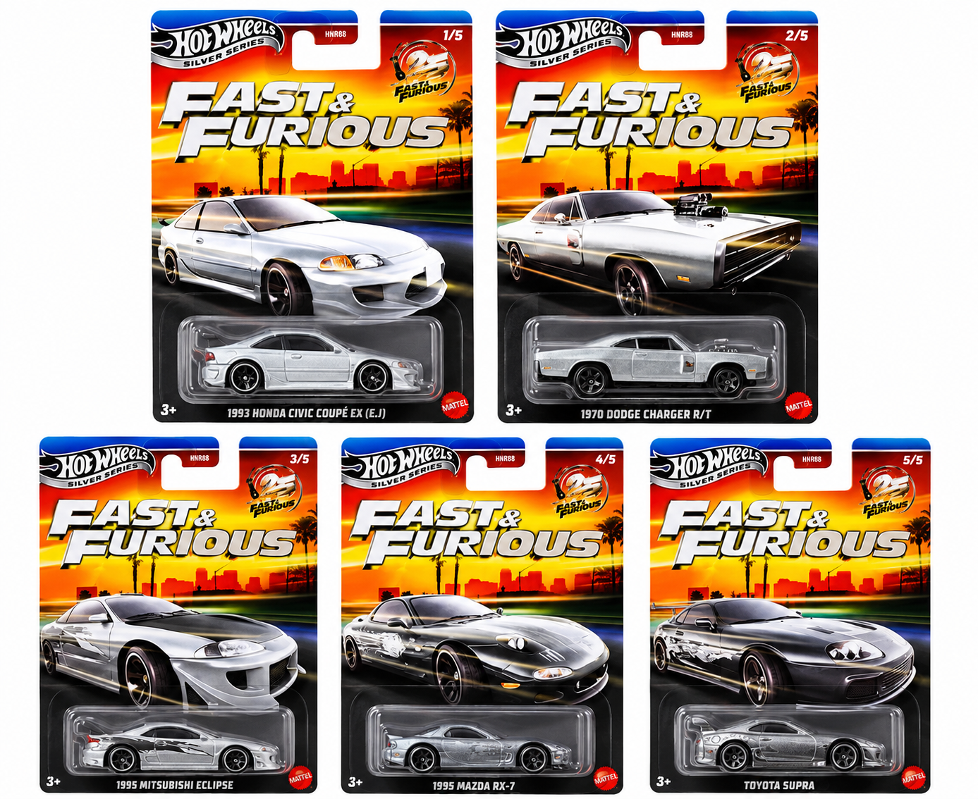 2026 Hot Wheels Fast & Furious Silver Series ZAMAC – Set of 5