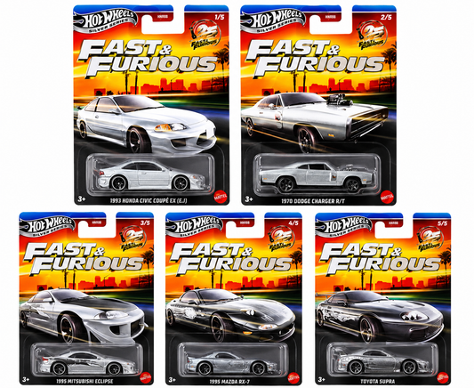 2026 Hot Wheels Fast & Furious Silver Series ZAMAC – Set of 5