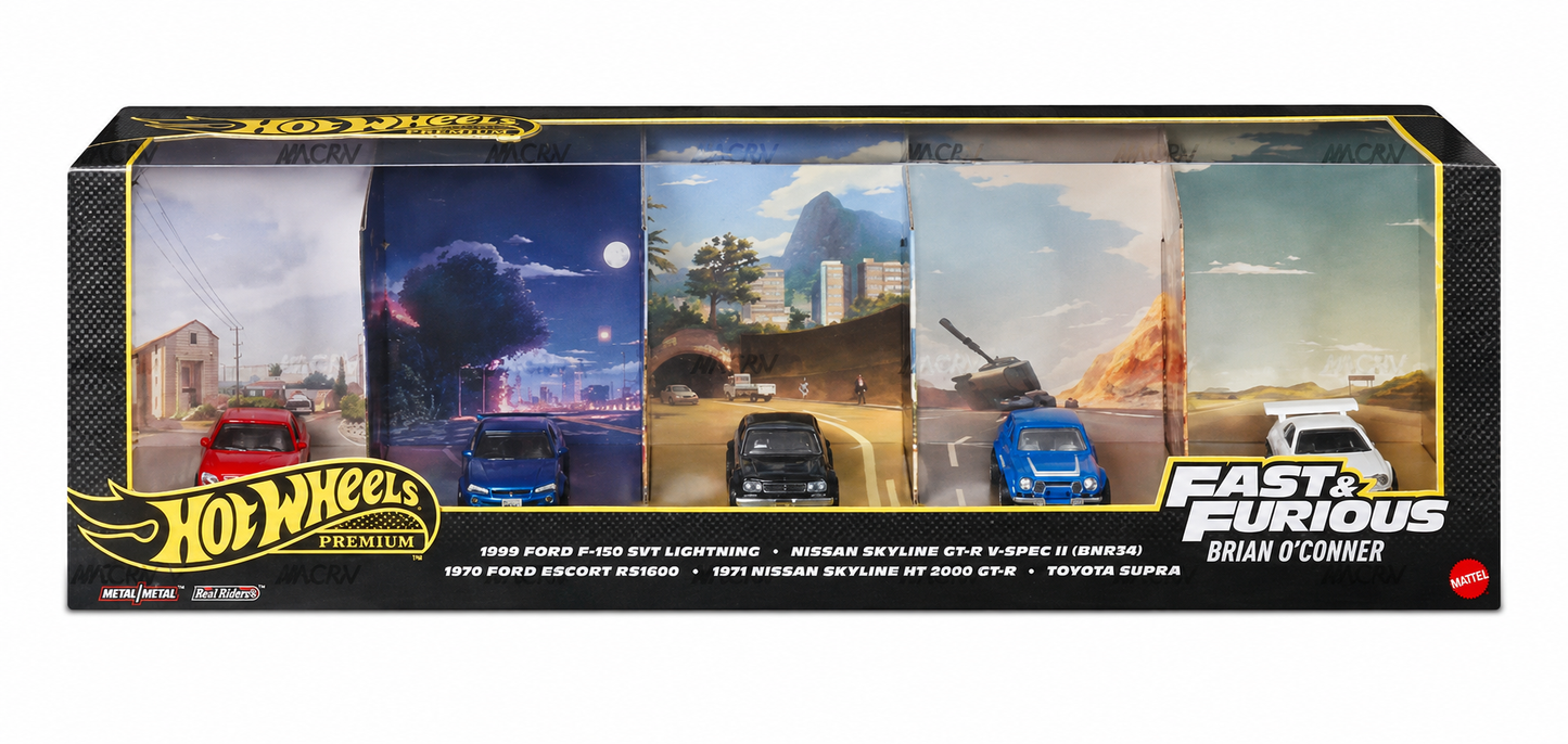 Hot Wheels Premium Fast & Furious Brian O’Conner Set of 5 Diorama – JMN13-9796