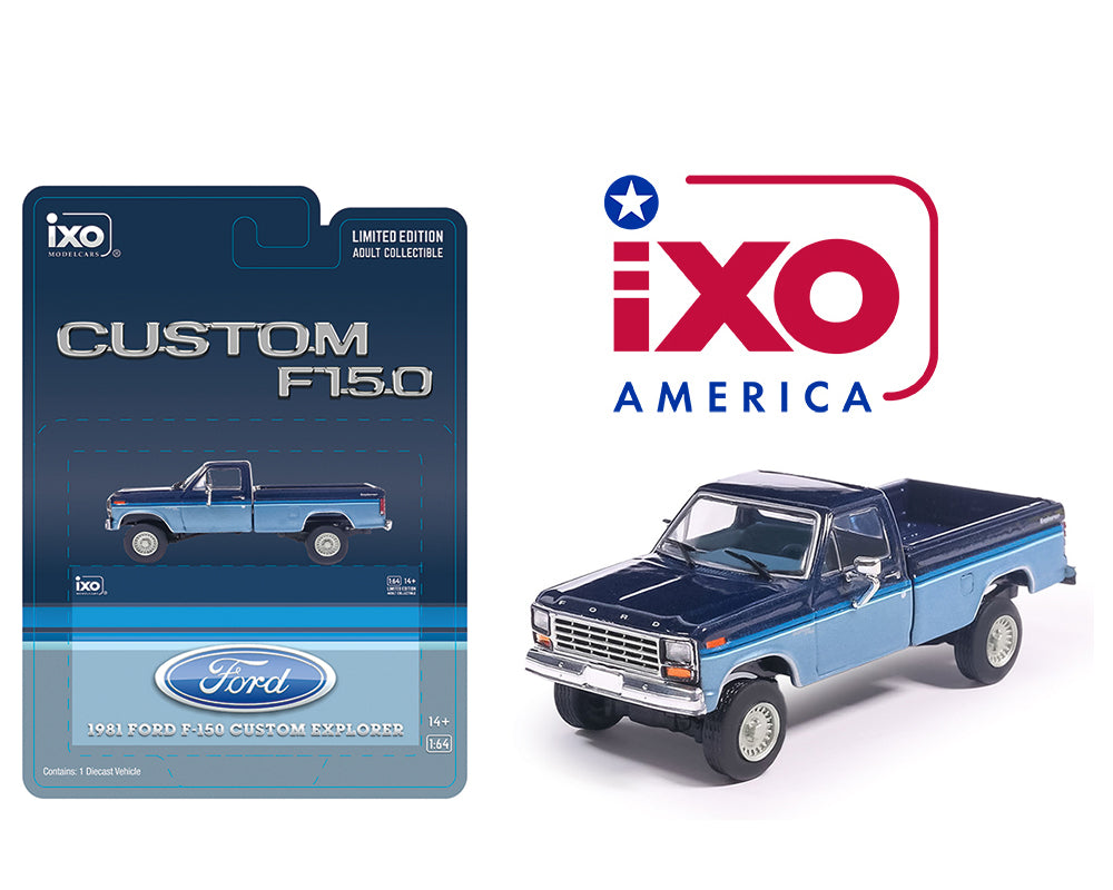 IXO Models 1981 Ford F-150 Custom Explorer Two-Tone Blue 1:64 – IA64030