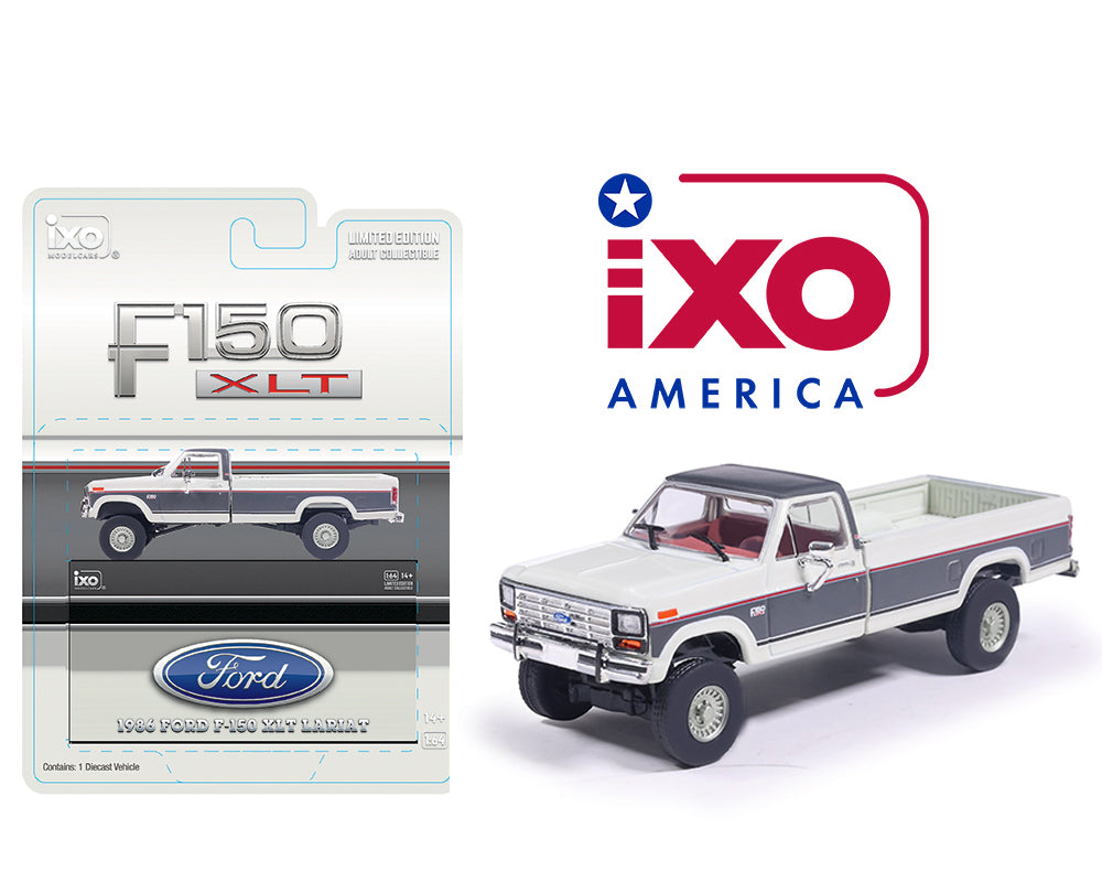 IXO Models 1986 Ford F-150 XLT Lariat White & Dark Grey 1:64 – IA64031