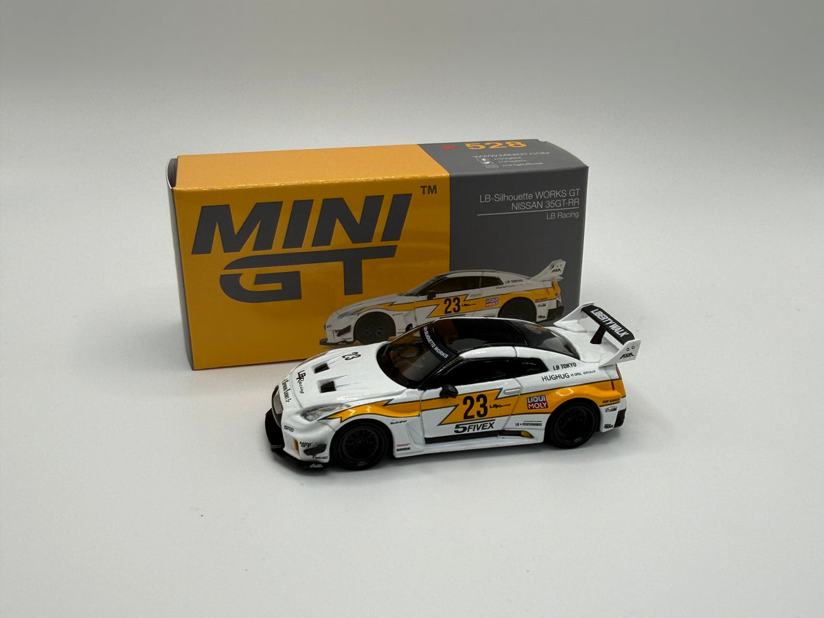 Mini GT #528 Nissan GT-R35-RR White/Yellow
