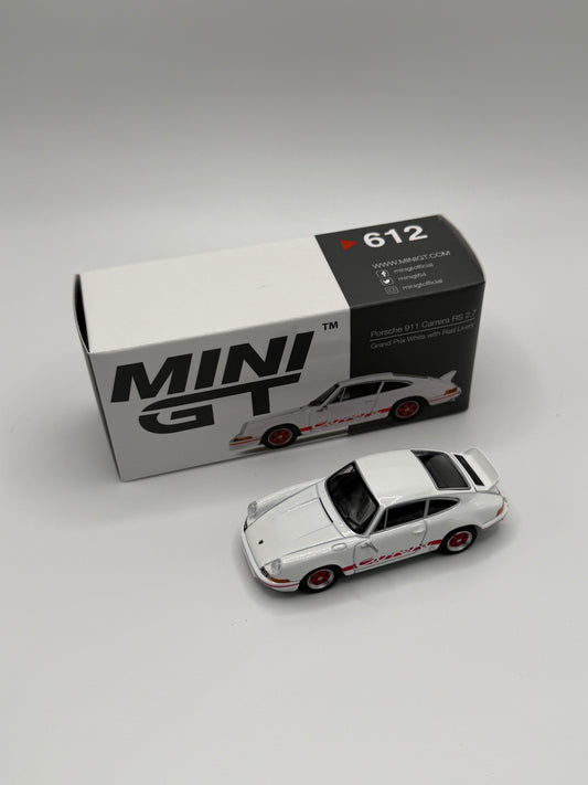 Mini GT #612 Porsche 911 Carrera RS 2.7 Grand Prix White With Red Livery