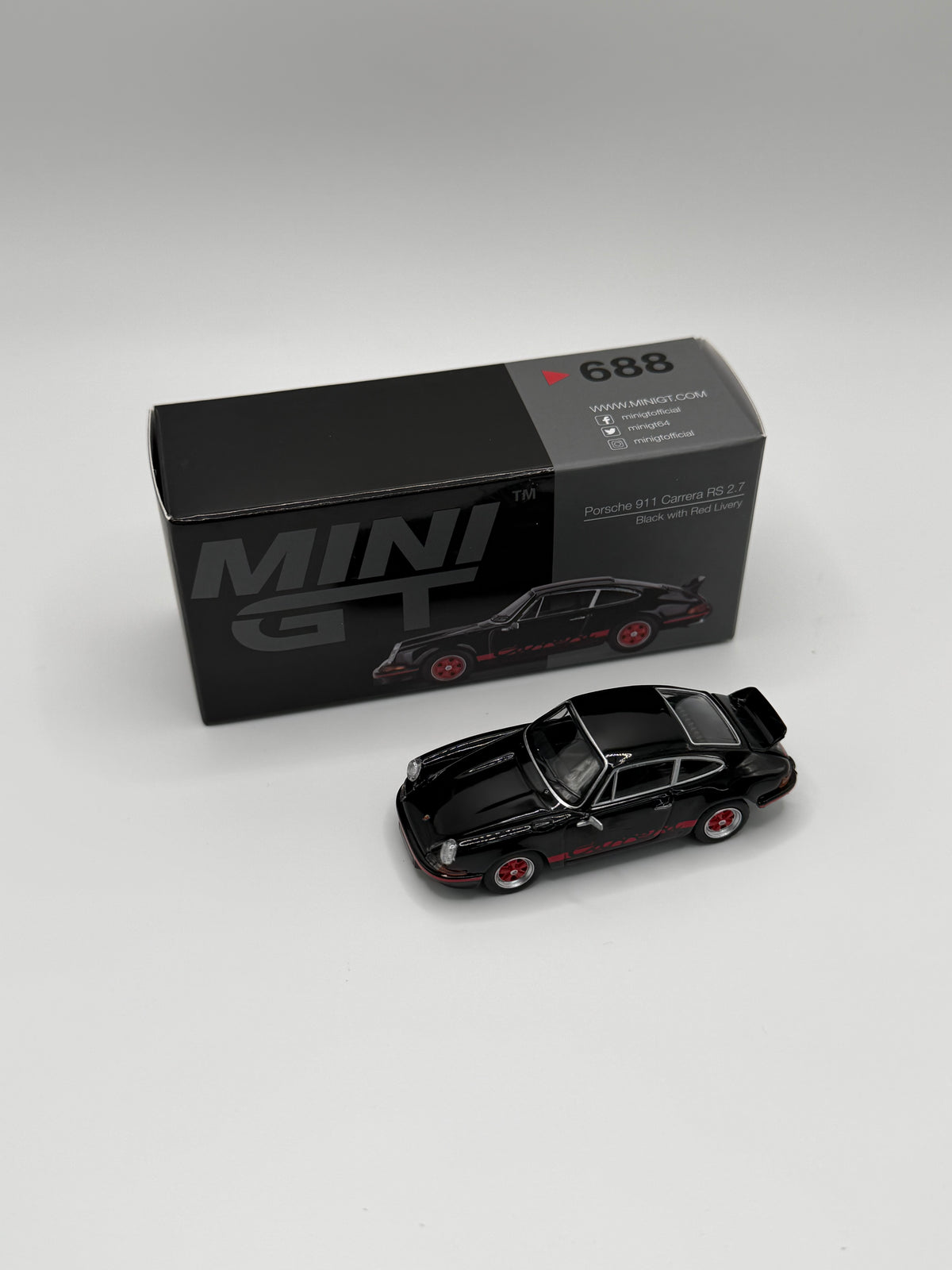 Mini GT #688 Porsche 911 Carrera RS 2.7 Black With Red Livery