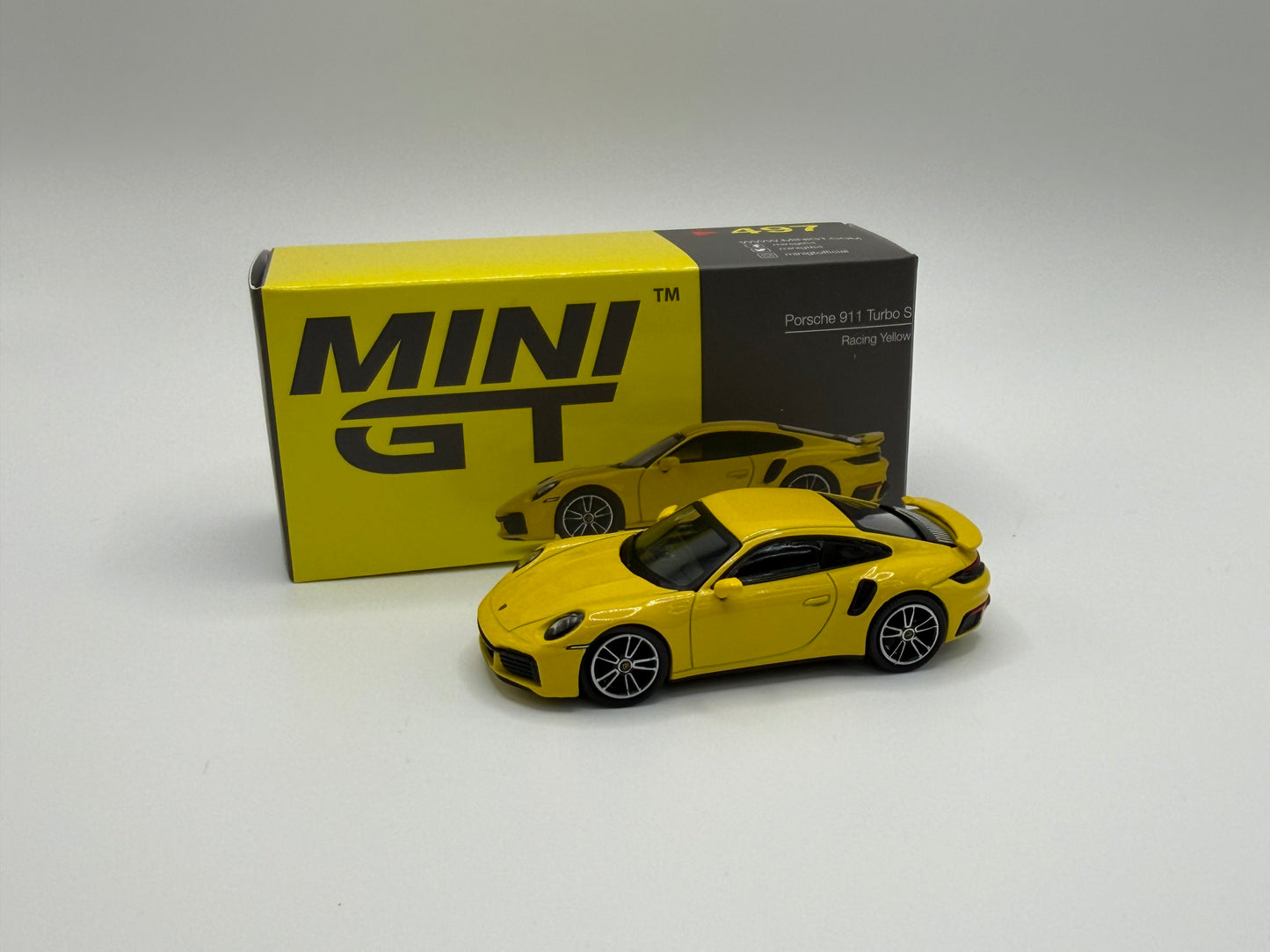 Mini GT #497 Porsche 911 Turbo S Racing Yellow