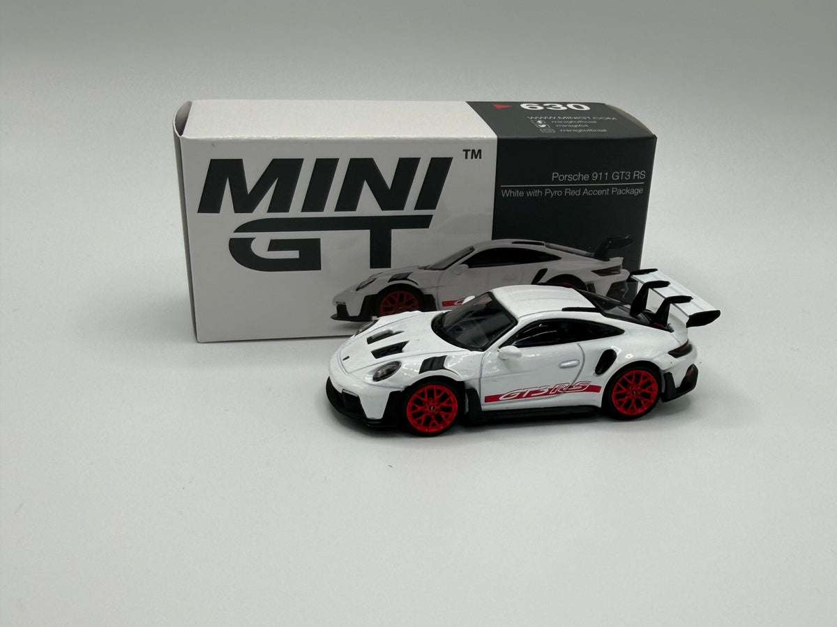 Mini GT #630 Porsche 911 GT3 RS White with Pyro Red Accent Package