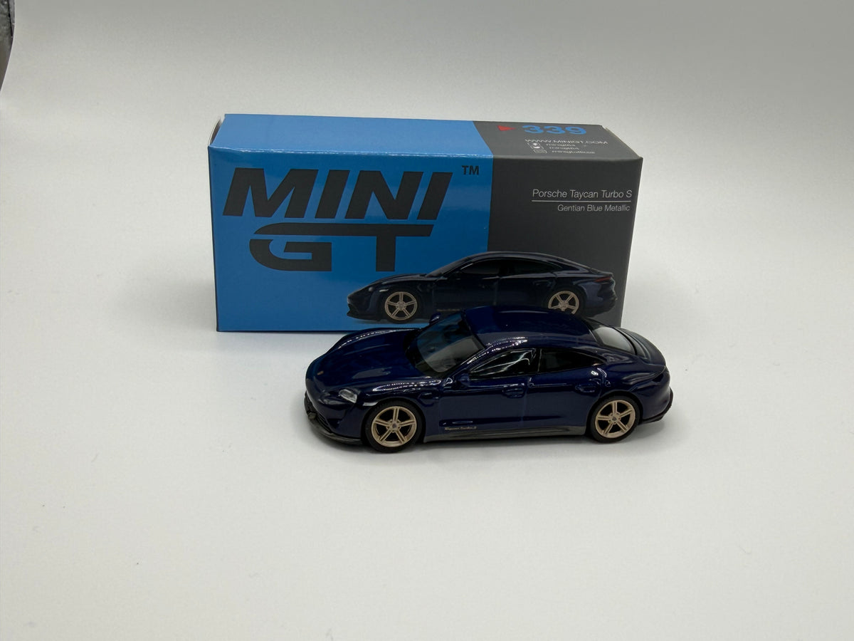 Mini GT #339 Porsche Taycan Turbo S Gentian Blue Metallic