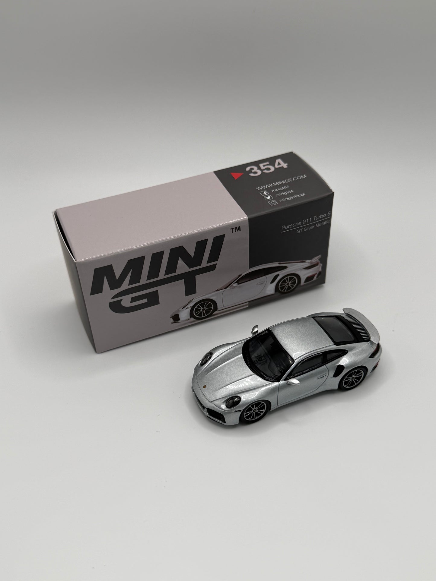 Mini GT #354 Porsche 911 Turbo S GT Silver Metallic