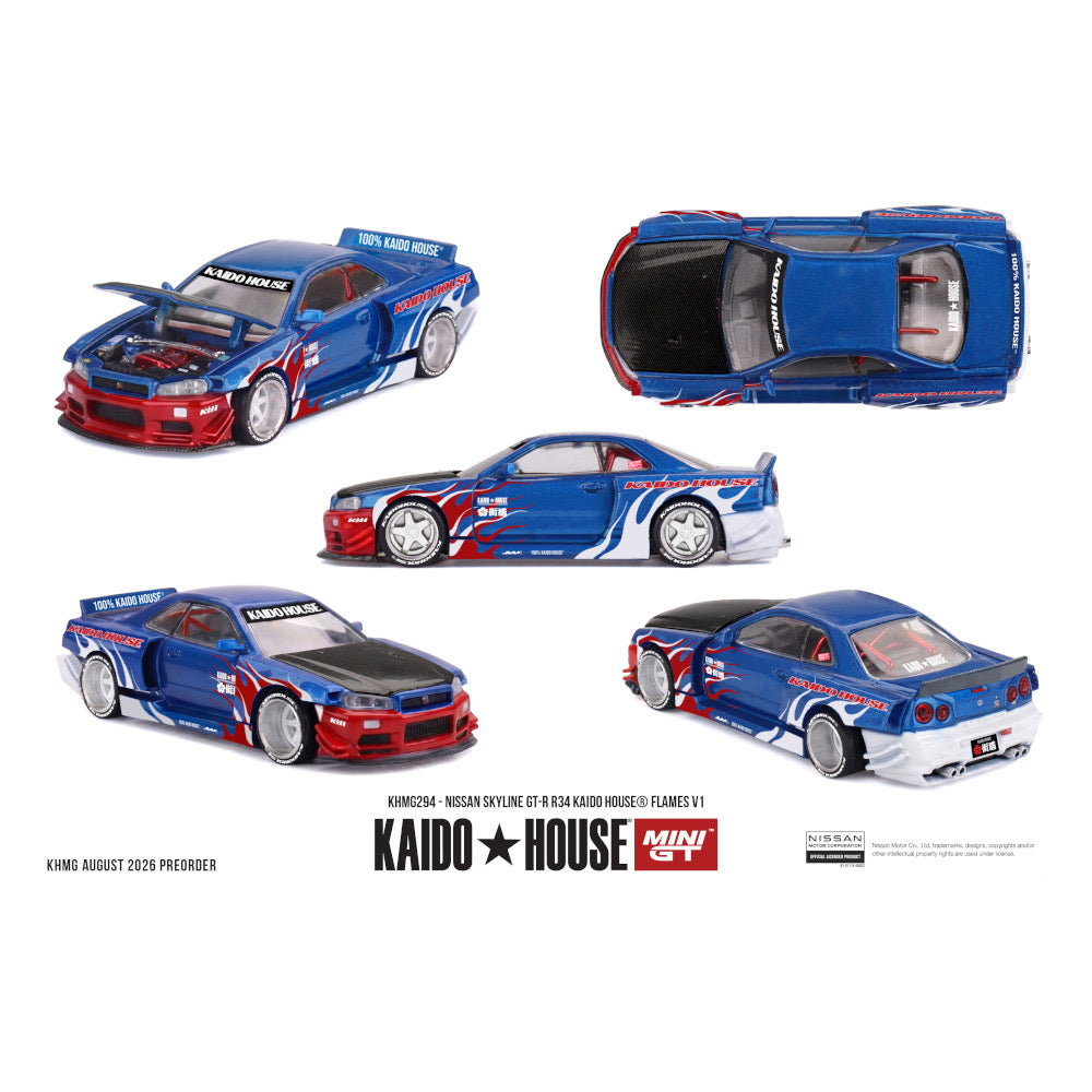 Kaido House MINI GT KHMG294 Nissan Skyline GT-R R34 Kaido House® Flames V1