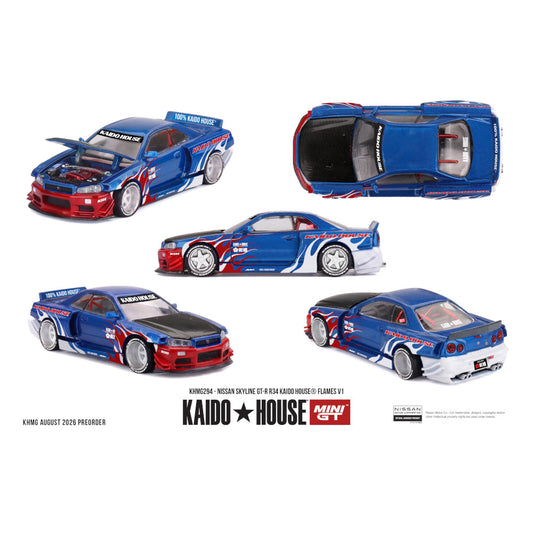 Kaido House MINI GT KHMG294 Nissan Skyline GT-R R34 Kaido House® Flames V1