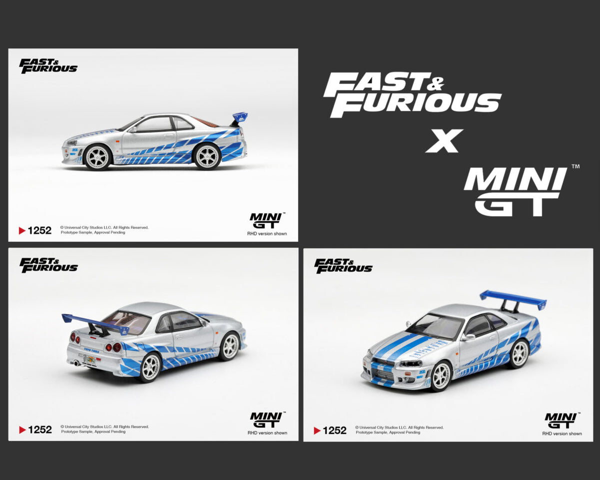 MINI GT Fast & Furious Nissan Skyline GT-R (R34) #1252 — Preorder