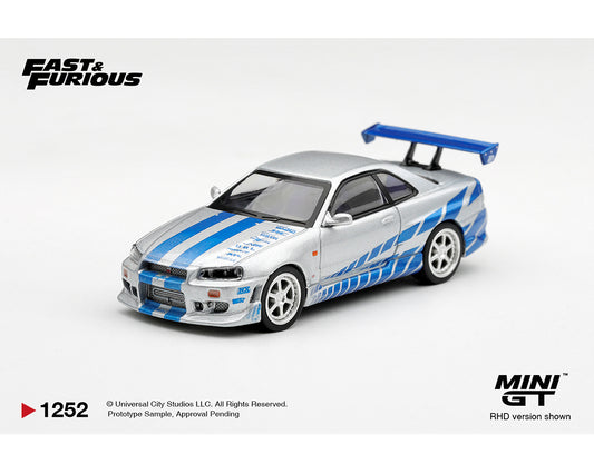MINI GT Fast & Furious Nissan Skyline GT-R (R34) #1252 — Preorder