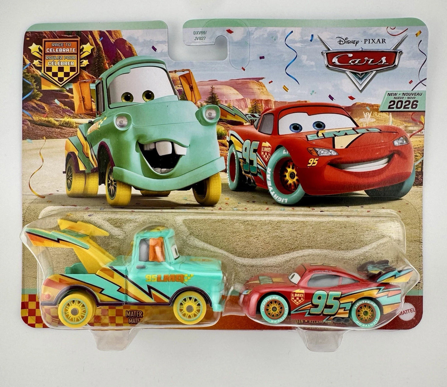 Disney Pixar Cars Lightning McQueen Mater Race To Celebrate 2 Pack 20th