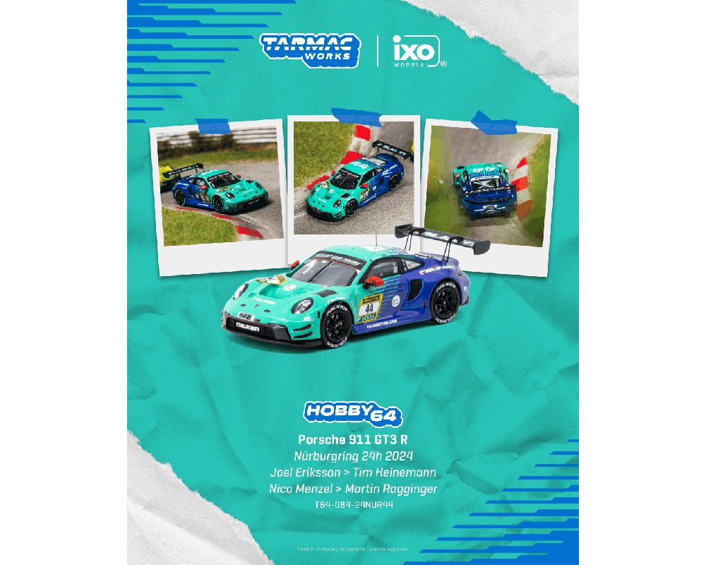 Tarmac Works Porsche 911 GT3 R Nürburgring 24h 2024 #44 1:64 scale
