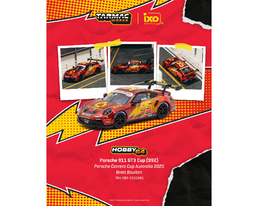Tarmac Works Porsche 911 GT3 Cup (992) Carrera Cup Australia 2025 Brett Boulton #95 1:64 – T64-093-25CCA95