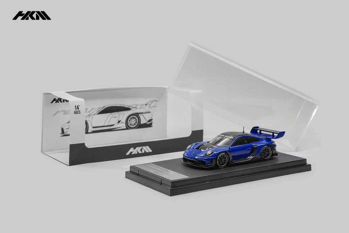 HKM Porsche 911 (992) GT3 R Rennsport in Sanmarino Blue Metallic — packaging view